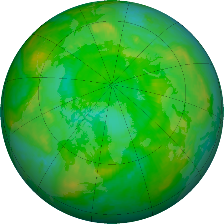 Arctic ozone map for 07 July 2000